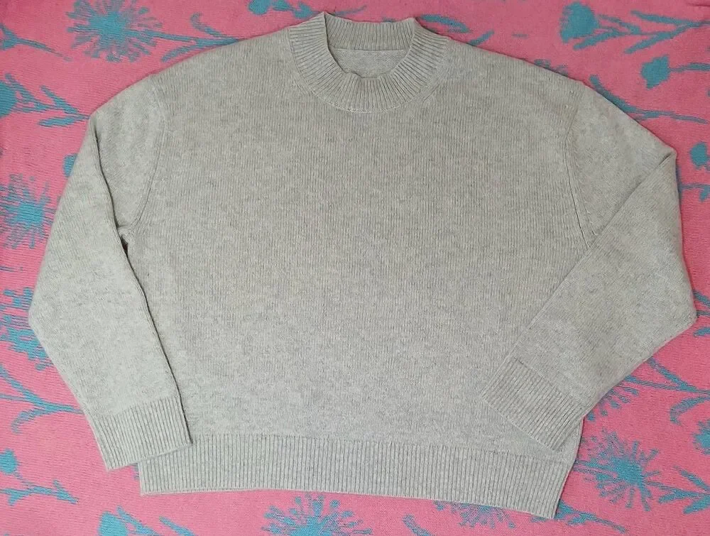 Womens xl thick & soft boxy sweater gray 100% cashmere pullover